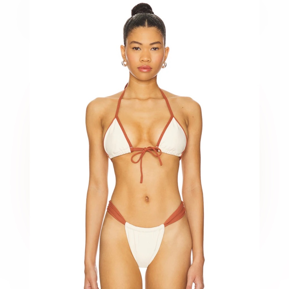 Montce Cream and Rust Halter Triangle Bikini Set